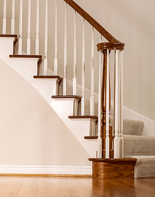 Picture of stair carpet and wooden flooring